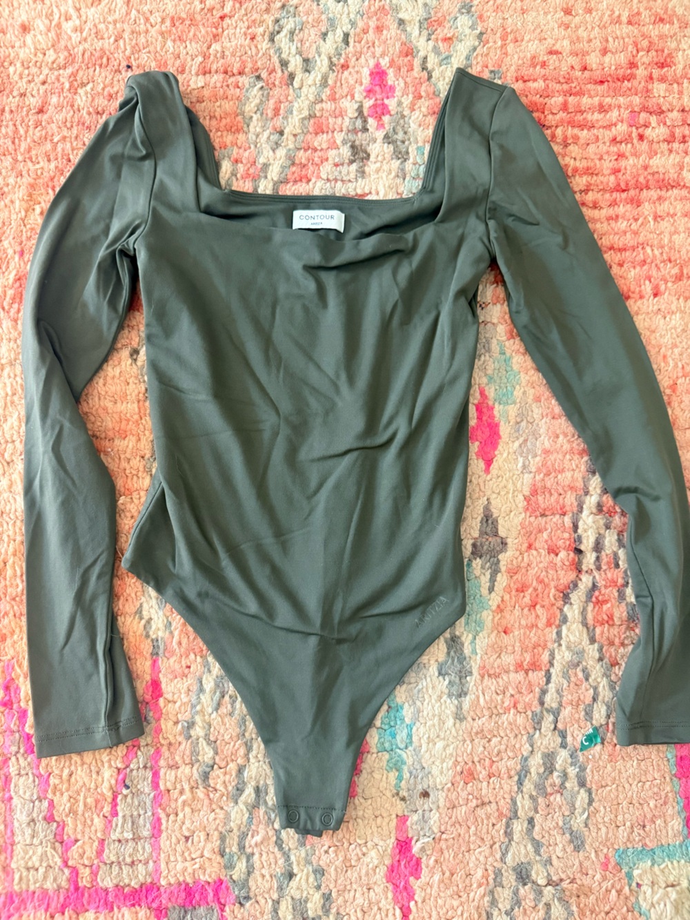 Aritzia Contour Olive Green Long-Sleeve Bodysuit